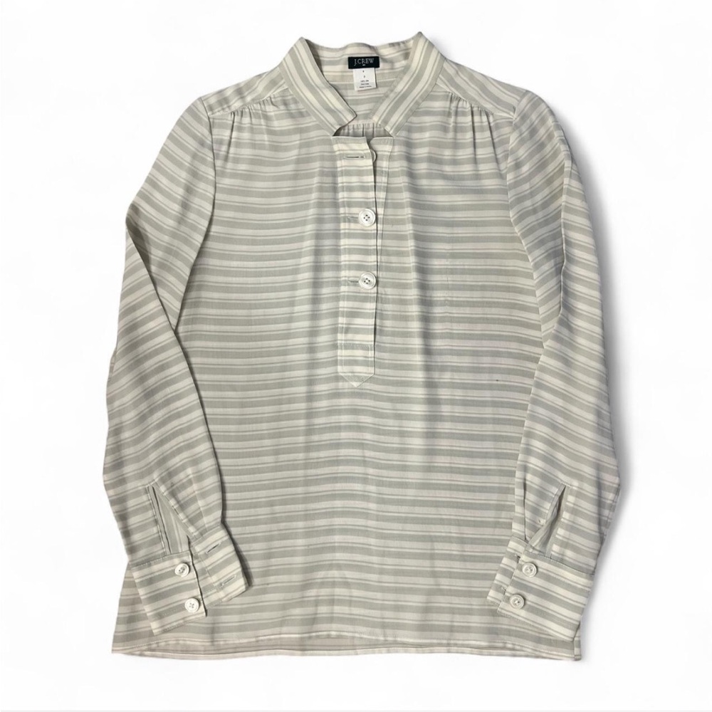J. Crew Y2K Striped Silk Blouse